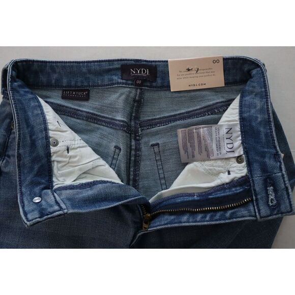 NYDJ MGTBSH8181 Women's Sz 00 Blue Everly High Rise A-Line Fray Hem Shorts $69 - Picture 3 of 7